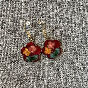 Amazon Gold and Red Floral Earrings